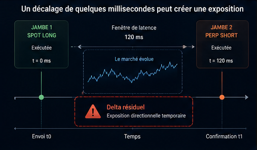 Schéma du décalage temporel entre deux jambes d’exécution delta-neutral