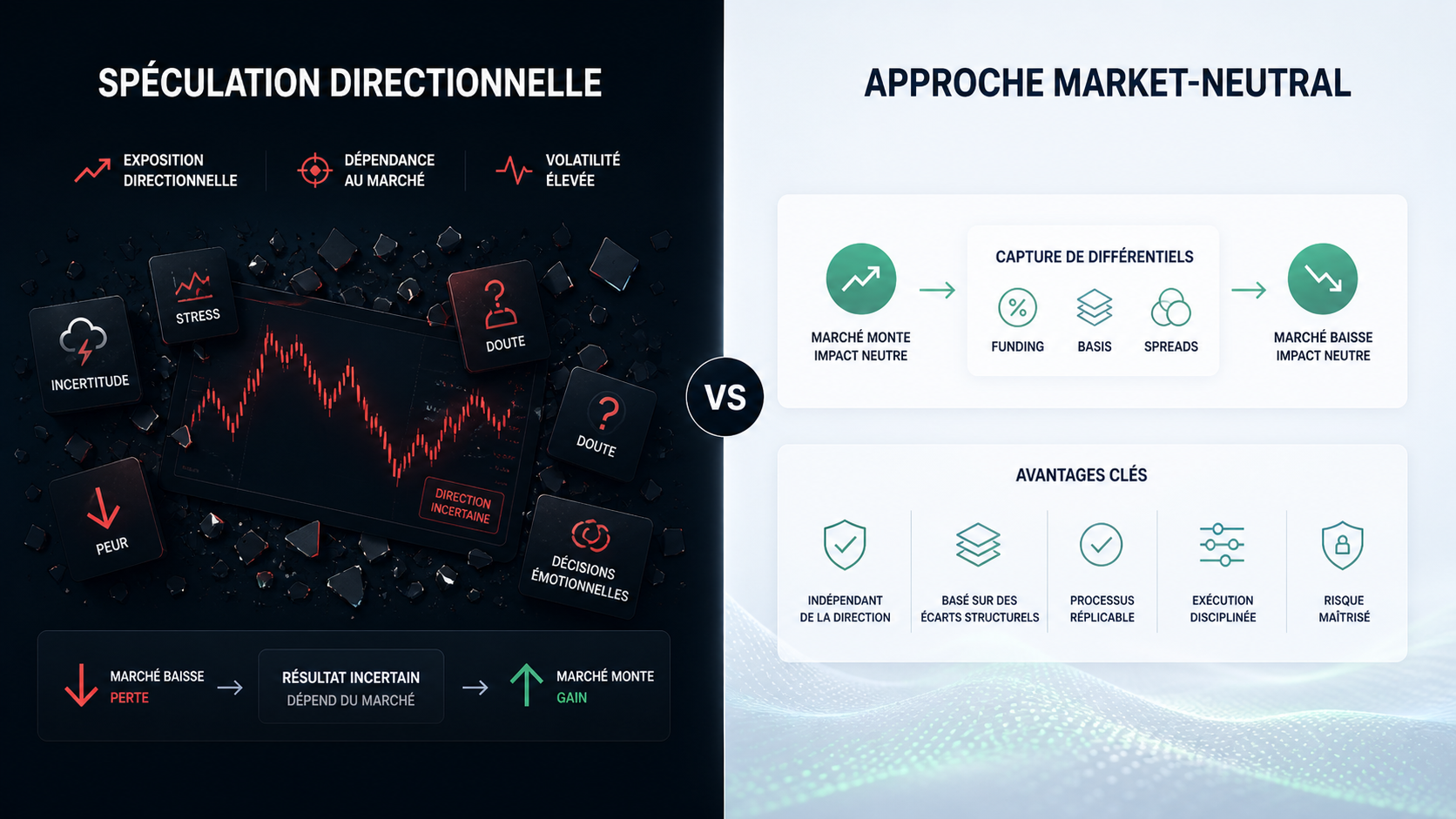 Spéculation directionnelle versus approche market-neutral en trading crypto