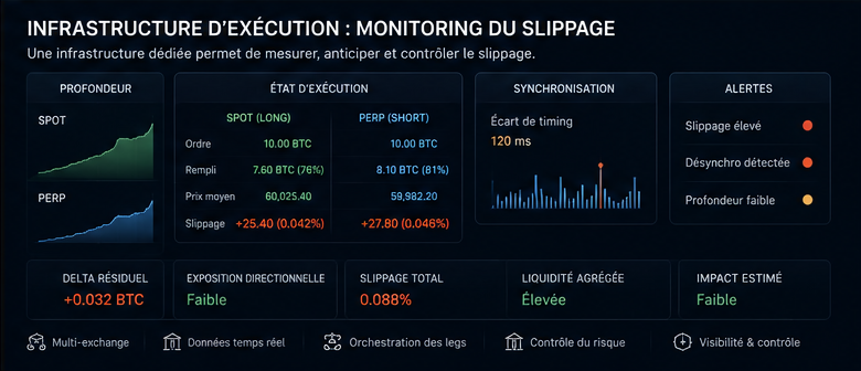 Architecture de monitoring du slippage dans une infrastructure d’exécution delta-neutral