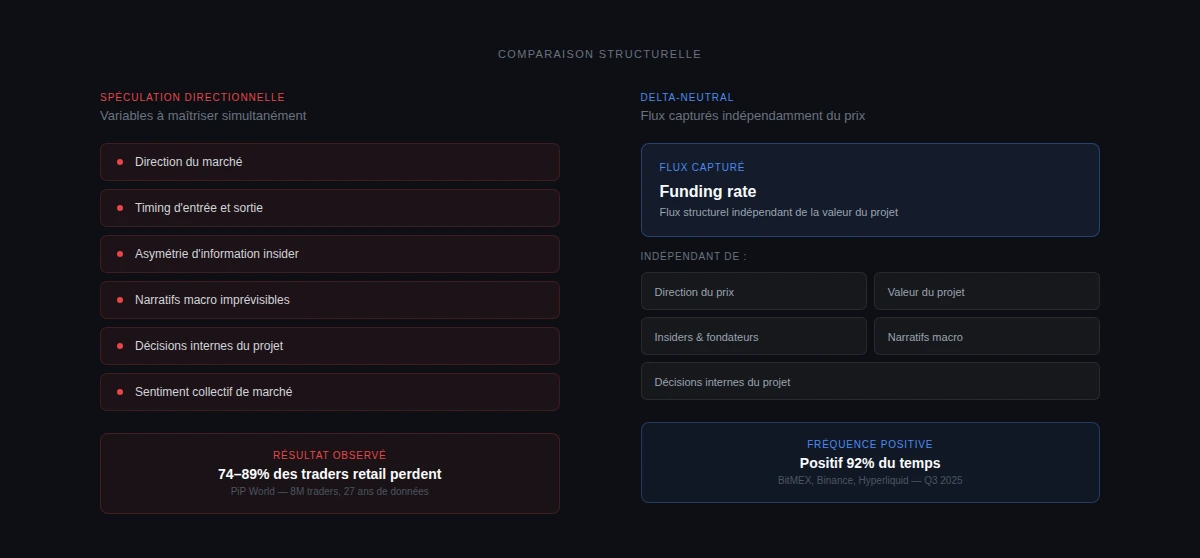 Comparaison structurelle entre spéculation directionnelle et approche delta-neutral